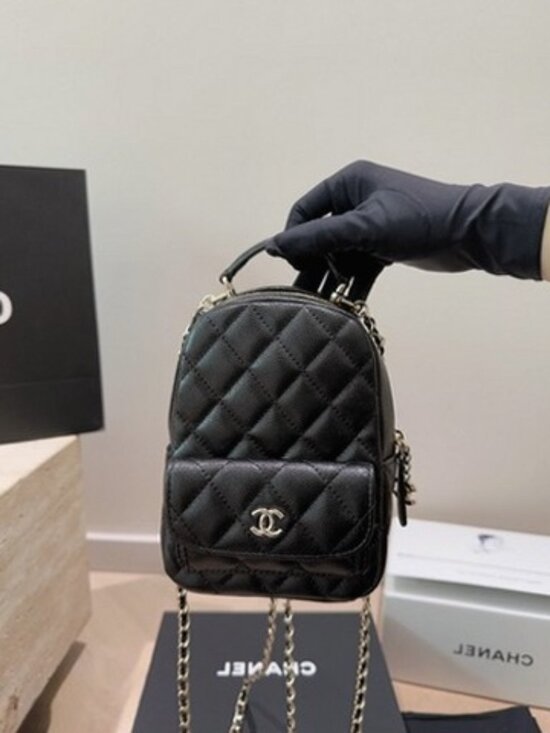 Chanel 24C Classic Mini Backpack Black Caviar with Gold Hardware Crossbody - Picture 2 of 9
